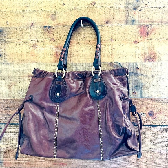 Sigrid Olsen Brown Lamb Leather Large Tote Bag - Picture 1 of 14